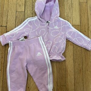 Adidas NWOT 9mo baby Purple Sweatpants & Hoodie Set